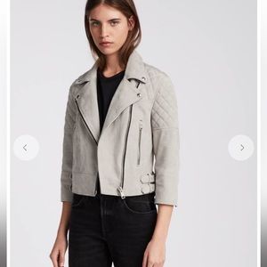 COPY - All Saints Suede Beattie Biker Zip Harness Jacket 100% Leather Sz 4